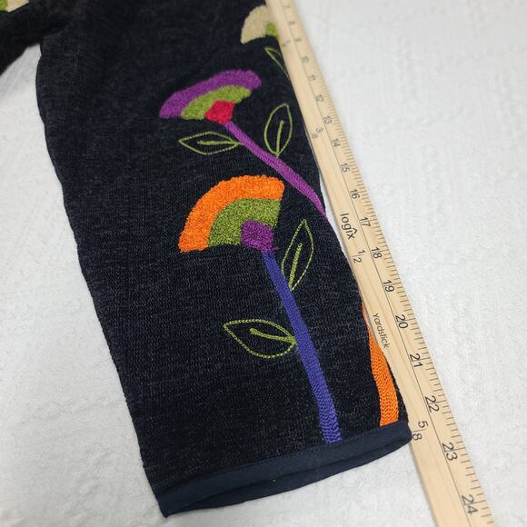 Vintage Sample St embroidered artsy women's style button up sweater black SZ XL - Picture 6 of 8